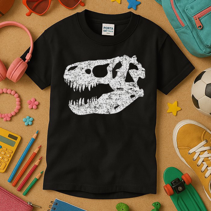 T Rex Skull Tyrannosaurus Rex Dinosaur Fossil Kids T-Shirt