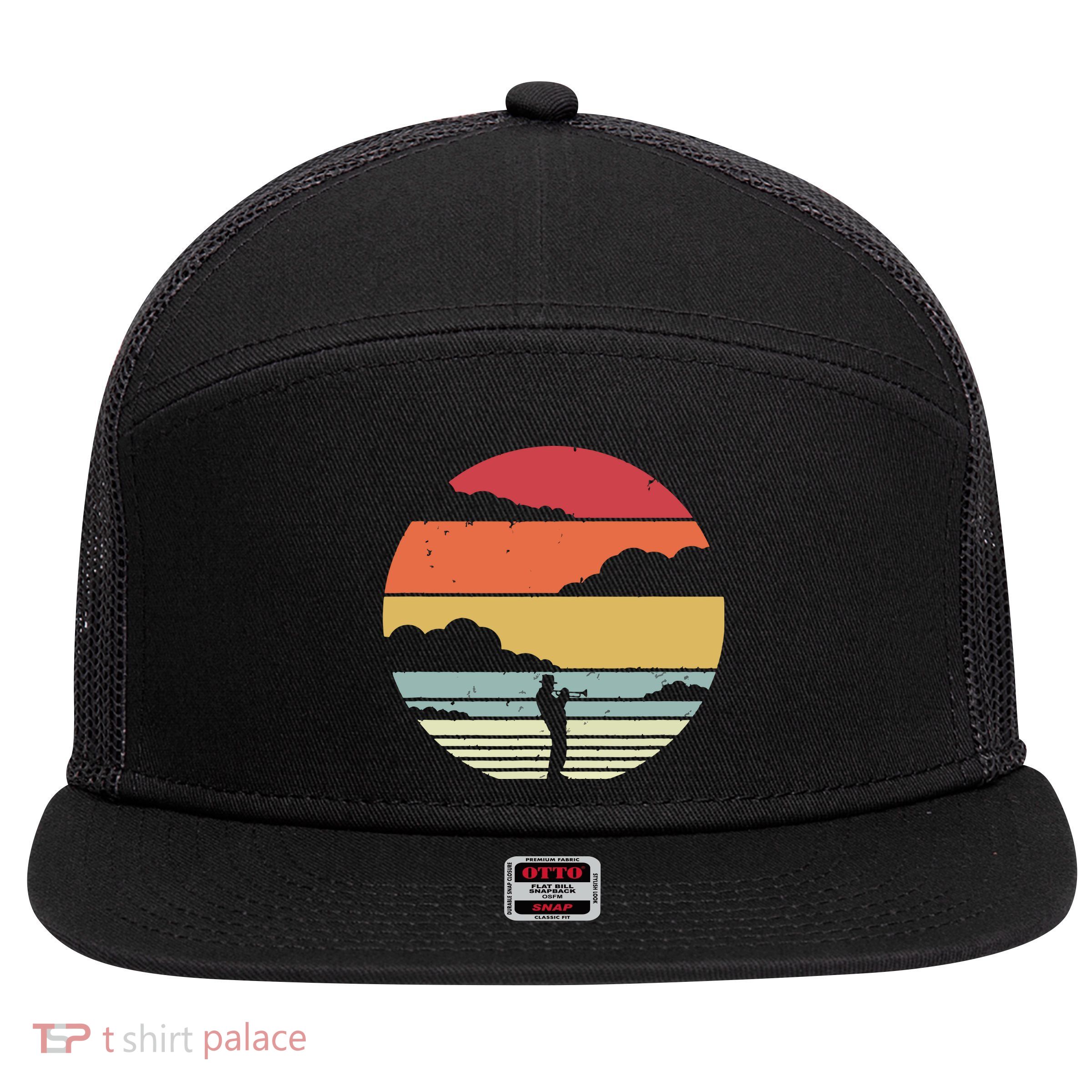 Trumpet Retro Style For Trumpet Player 7 Panel Mesh Trucker Snapback Hat