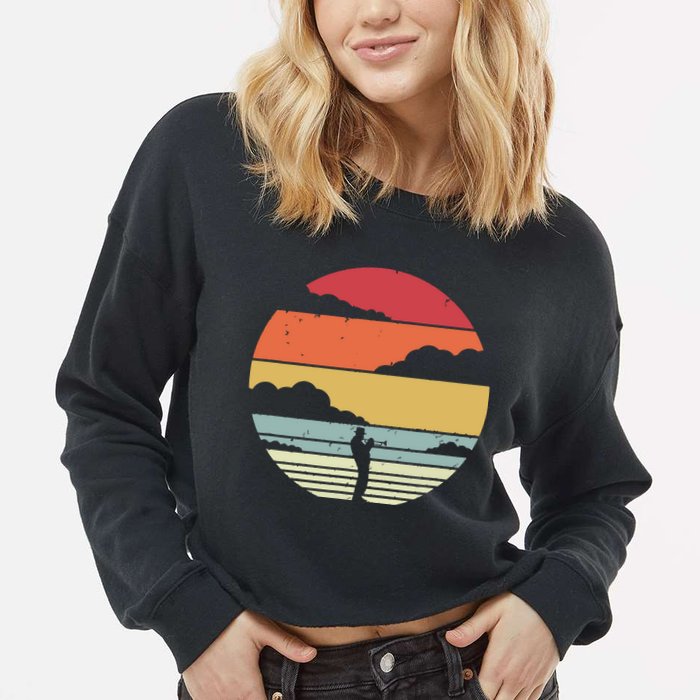 Trumpet Retro Style For Trumpet Player Cropped Pullover Crew