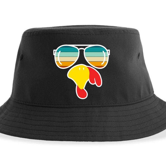 Turkey Retro Sunset Cool Thanksgiving Sustainable Bucket Hat