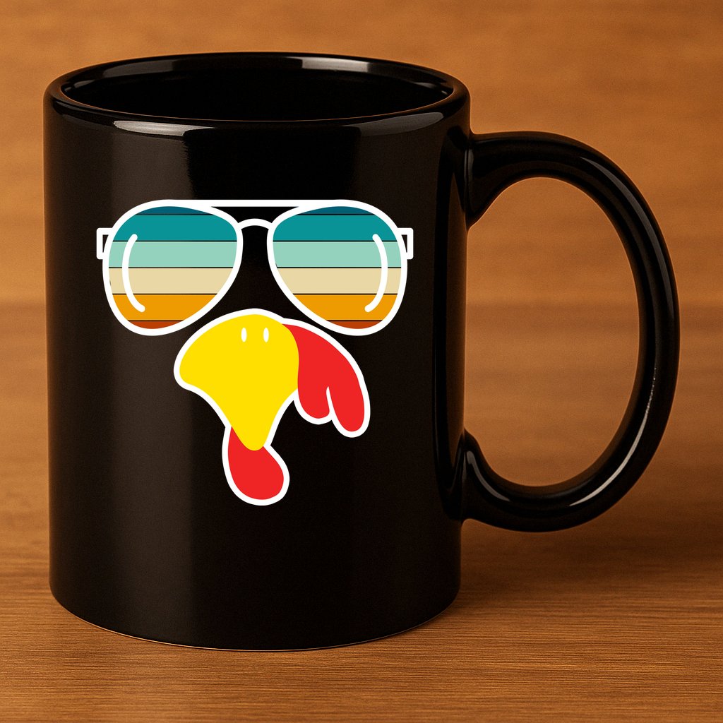 Turkey Retro Sunset Cool Thanksgiving 11oz C Handle Ceramic Mug