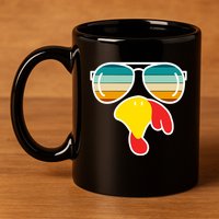 Turkey Retro Sunset Cool Thanksgiving 11oz C Handle Ceramic Mug
