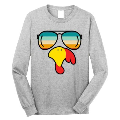 Turkey Retro Sunset Cool Thanksgiving Long Sleeve Shirt
