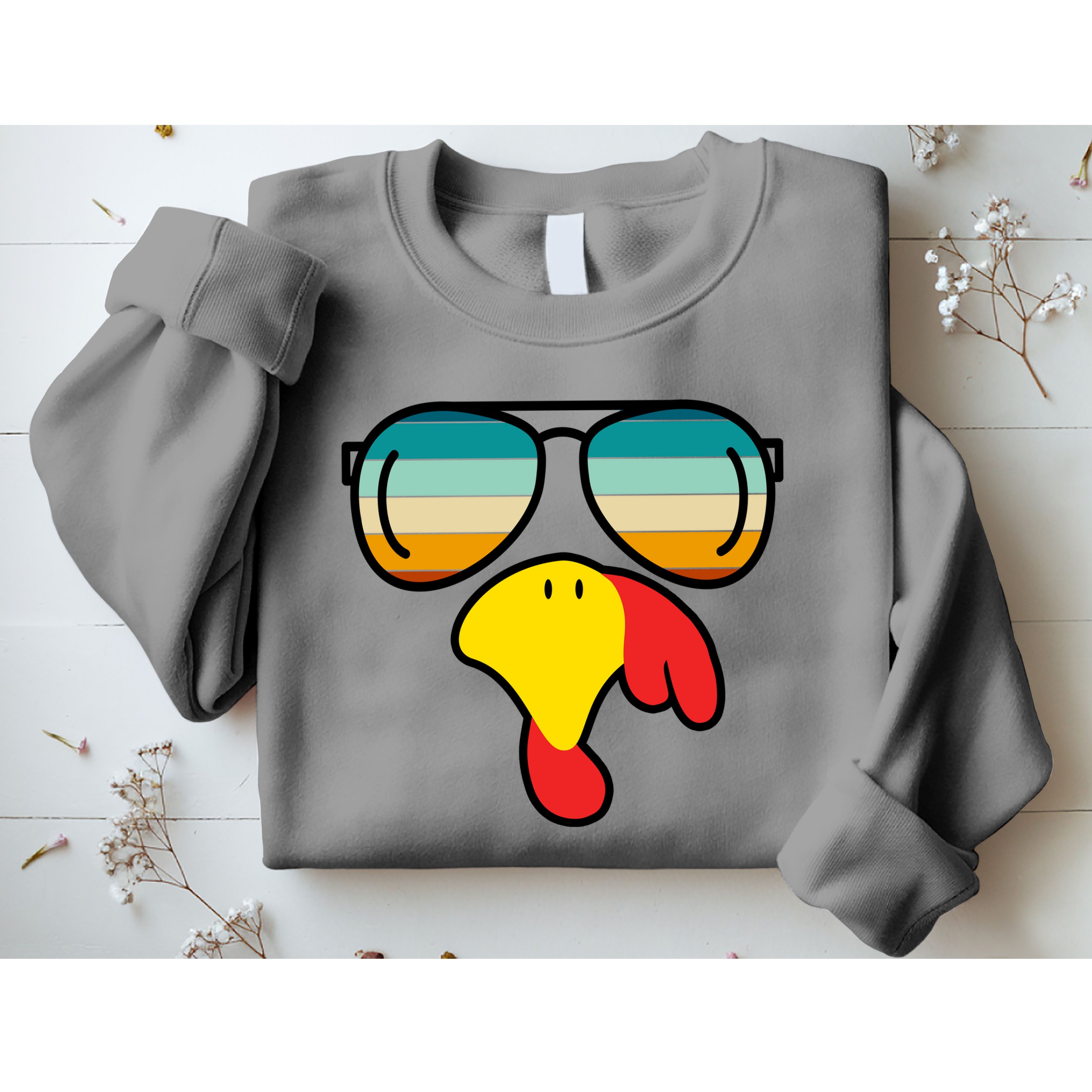 Turkey Retro Sunset Cool Thanksgiving Sweatshirt