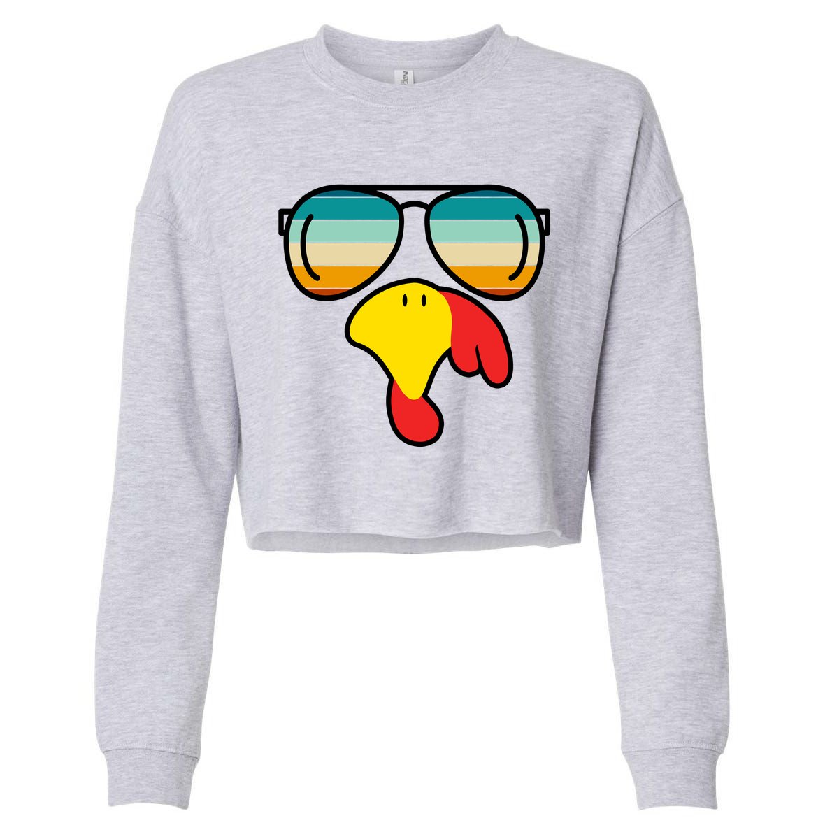 Turkey Retro Sunset Cool Thanksgiving Cropped Pullover Crew