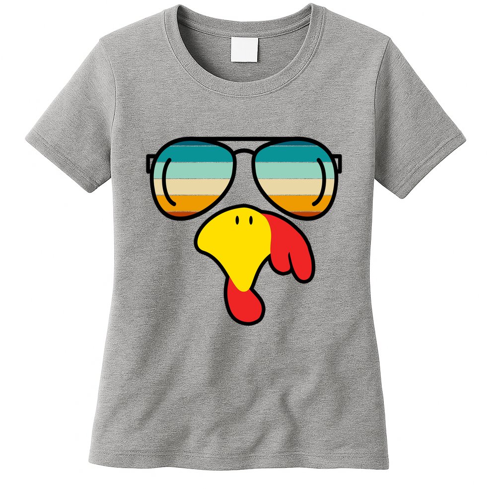 Turkey Retro Sunset Cool Thanksgiving Womens T-Shirt