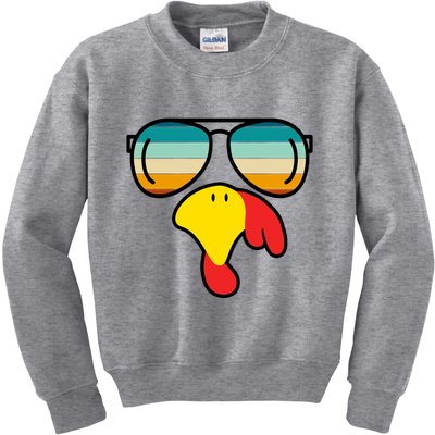 Turkey Retro Sunset Cool Thanksgiving Kids Sweatshirt
