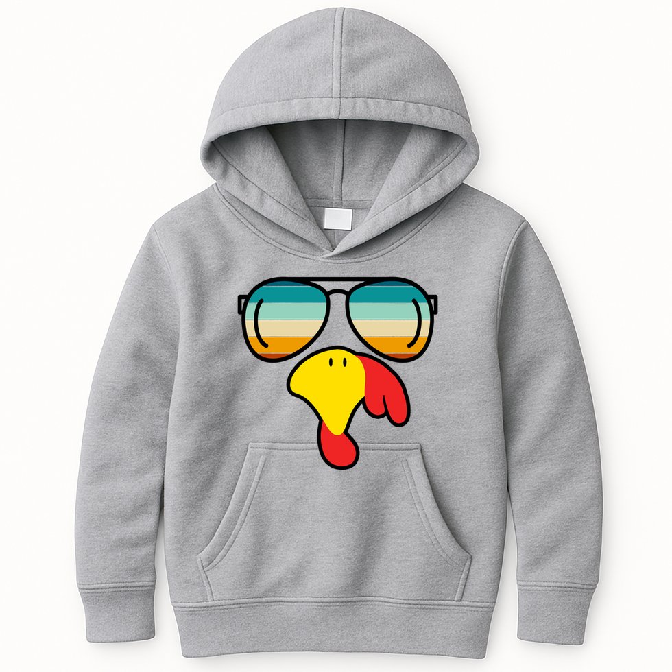 Turkey Retro Sunset Cool Thanksgiving Kids Hoodie
