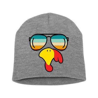 Turkey Retro Sunset Cool Thanksgiving Short Acrylic Beanie