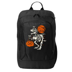 T Rex Skeleton Halloween Dinosaur Spooky Costume 2024 Zip Hoodie City Backpack