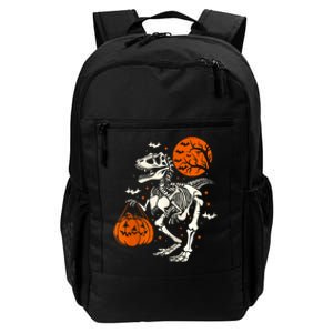 T Rex Skeleton Halloween Dinosaur Spooky Costume 2024 Zip Hoodie Daily Commute Backpack