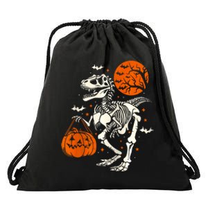 T Rex Skeleton Halloween Dinosaur Spooky Costume 2024 Zip Hoodie Drawstring Bag