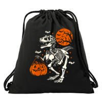 T Rex Skeleton Halloween Dinosaur Spooky Costume 2024 Zip Hoodie Drawstring Bag