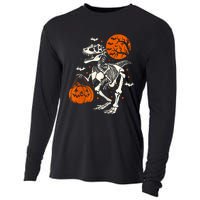 T Rex Skeleton Halloween Dinosaur Spooky Costume 2024 Zip Hoodie Cooling Performance Long Sleeve Crew