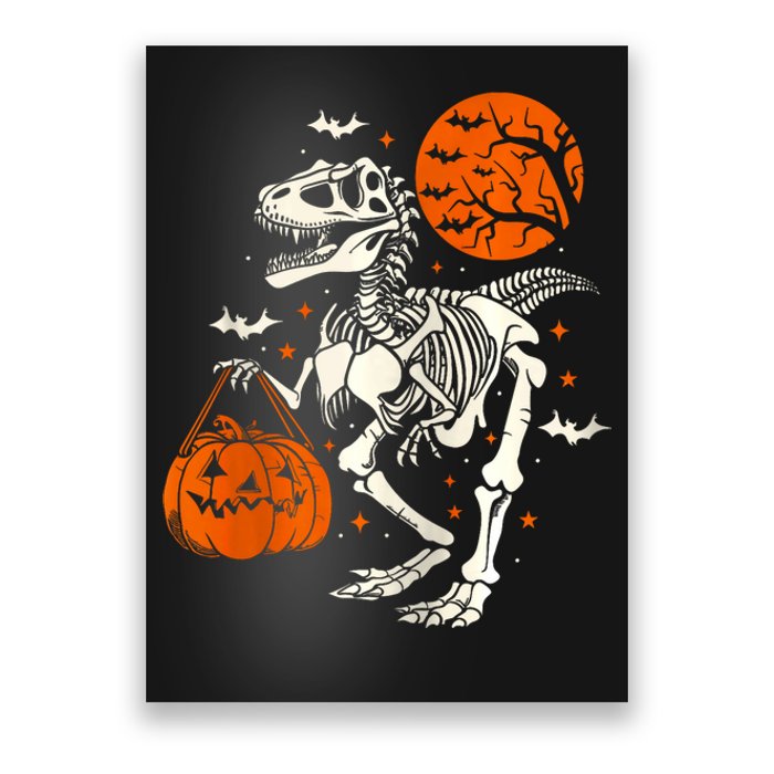 T Rex Skeleton Halloween Dinosaur Spooky Costume 2024 Zip Hoodie Poster