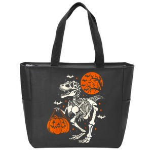 T Rex Skeleton Halloween Dinosaur Spooky Costume 2024 Zip Hoodie Zip Tote Bag