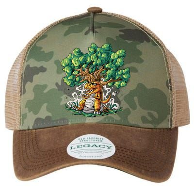 T Rex Smoking Joint Under A Tree Legacy Tie Dye Trucker Hat