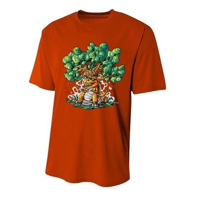 T Rex Smoking Joint Under A Tree Performance Sprint T-Shirt