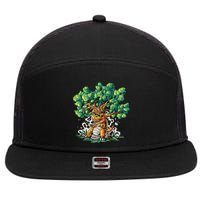 T Rex Smoking Joint Under A Tree 7 Panel Mesh Trucker Snapback Hat