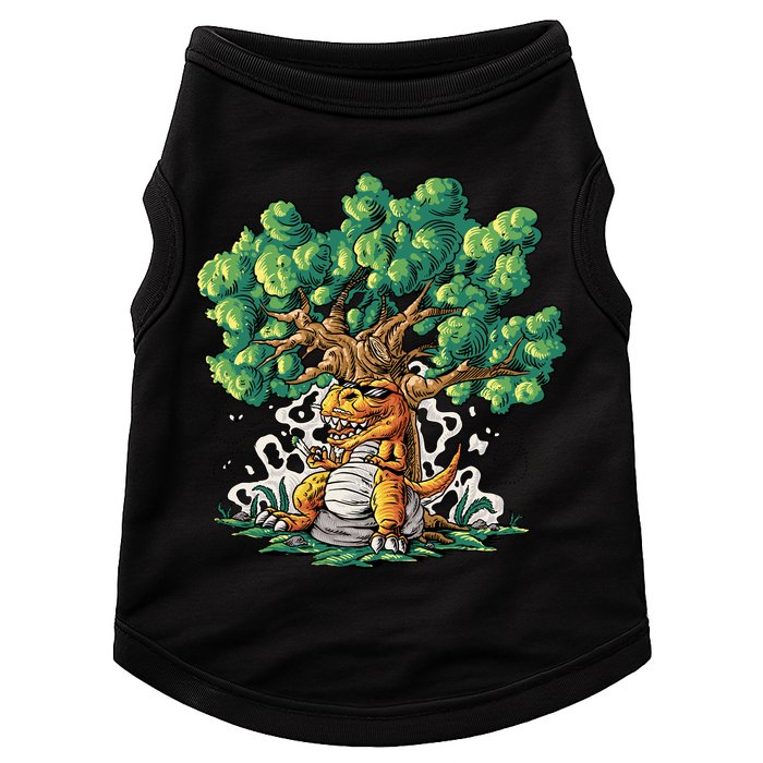 T Rex Smoking Joint Under A Tree Doggie Tank