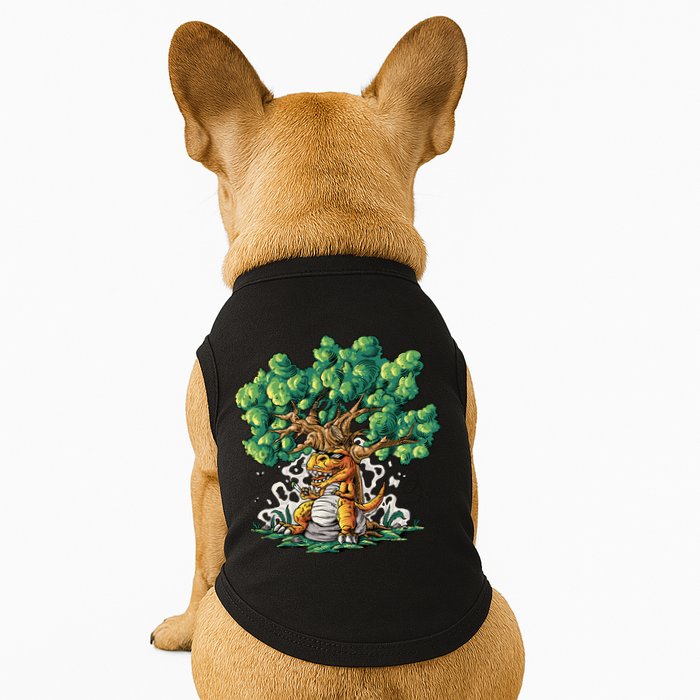 T Rex Smoking Joint Under A Tree Doggie Tank