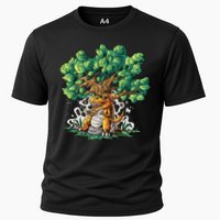 T Rex Smoking Joint Under A Tree Performance Shirt