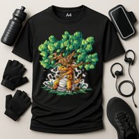 T Rex Smoking Joint Under A Tree Performance Shirt