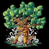 T Rex Smoking Joint Under A Tree Performance Shirt
