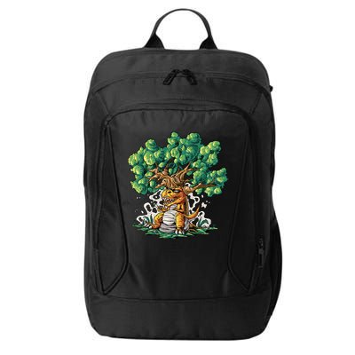 T Rex Smoking Joint Under A Tree City Backpack