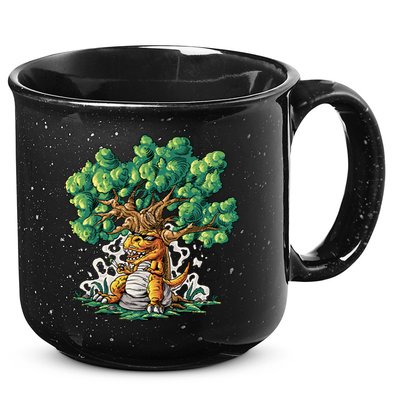 T Rex Smoking Joint Under A Tree 15oz Campfire Ceramic Mug