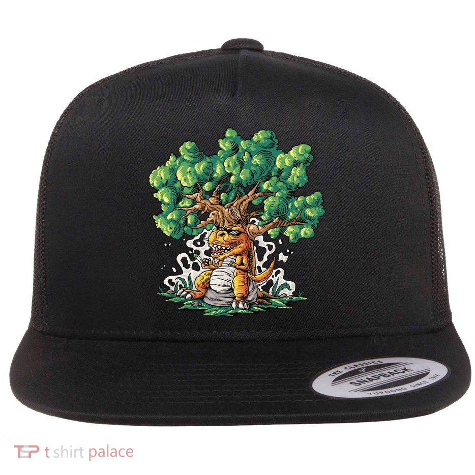 T Rex Smoking Joint Under A Tree Flatbill Hat