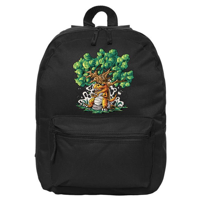 T Rex Smoking Joint Under A Tree 16 in Basic Backpack