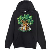 T Rex Smoking Joint Under A Tree Premium Pullover Hoodie