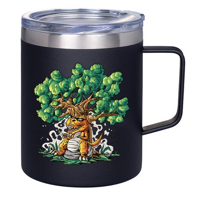 T Rex Smoking Joint Under A Tree 12oz Stainless Steel Coffee Mug