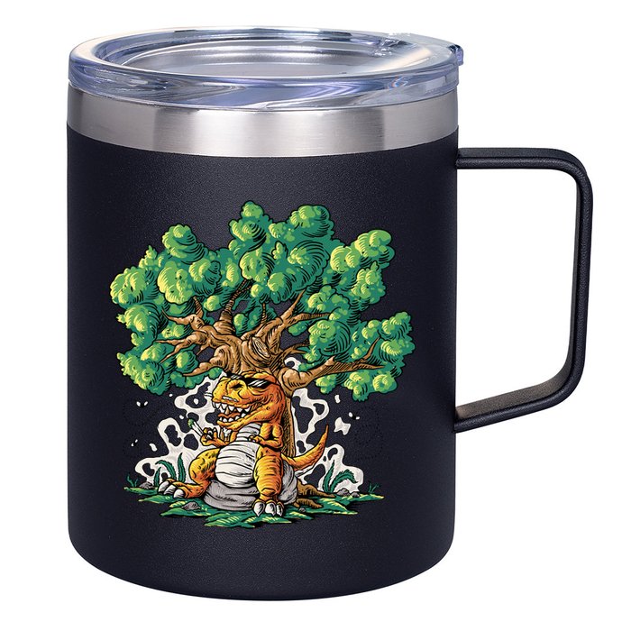 T Rex Smoking Joint Under A Tree 12oz Stainless Steel Coffee Mug