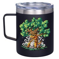 T Rex Smoking Joint Under A Tree 12oz Stainless Steel Coffee Mug