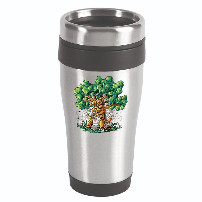 T Rex Smoking Joint Under A Tree 16oz Travel Tumbler