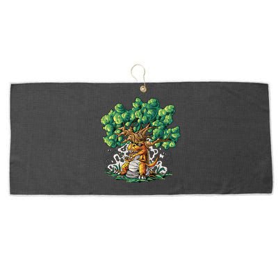 T Rex Smoking Joint Under A Tree Large Microfiber Waffle Golf Towel