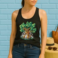 T Rex Smoking Joint Under A Tree Womens Tank Top