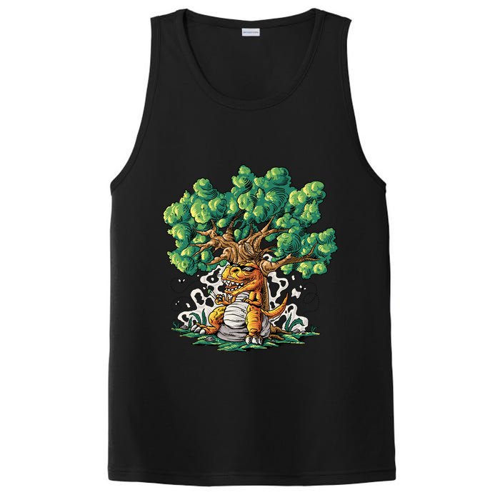 T Rex Smoking Joint Under A Tree PosiCharge Competitor Tank