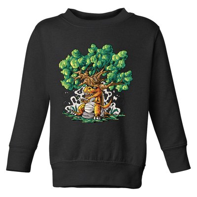 T Rex Smoking Joint Under A Tree Toddler Sweatshirt