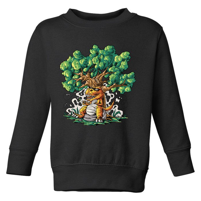 T Rex Smoking Joint Under A Tree Toddler Sweatshirt