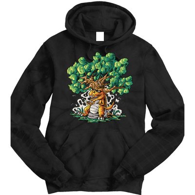 T Rex Smoking Joint Under A Tree Tie Dye Hoodie
