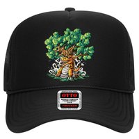 T Rex Smoking Joint Under A Tree Trucker Hat