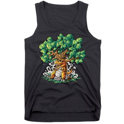 T Rex Smoking Joint Under A Tree Tank Top
