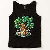 T Rex Smoking Joint Under A Tree Tank Top