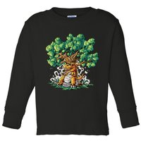 T Rex Smoking Joint Under A Tree Toddler Long Sleeve Shirt