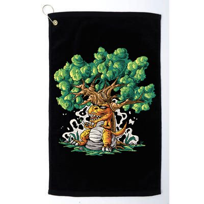 T Rex Smoking Joint Under A Tree Golf Towel