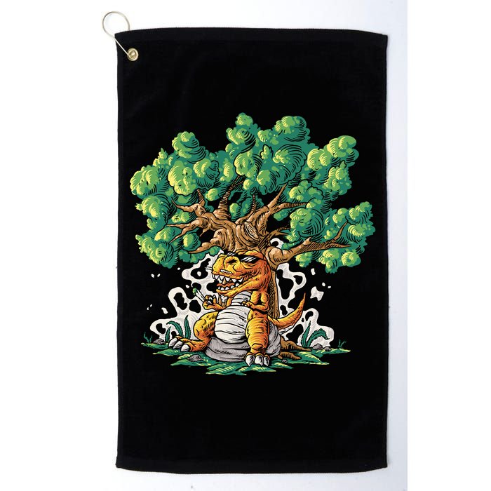 T Rex Smoking Joint Under A Tree Golf Towel
