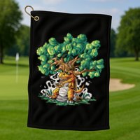 T Rex Smoking Joint Under A Tree Golf Towel